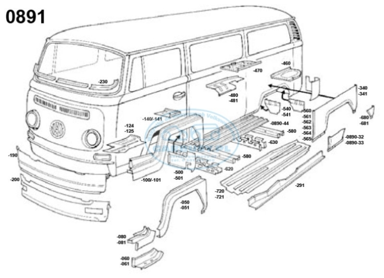 T2 68-79 Panel dolny drzwi odsuwanych zewntrzny